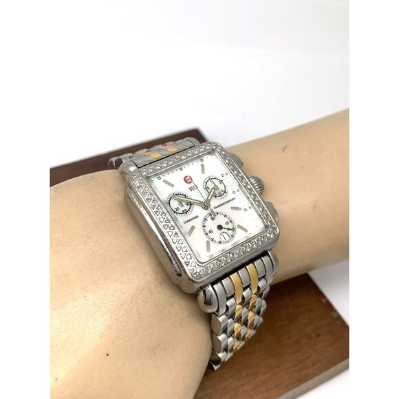 Michele Women's Watch 71-6000 Mother of Pearl Dial Diamond Swiss Quartz Two Tone - Picture 5 of 14